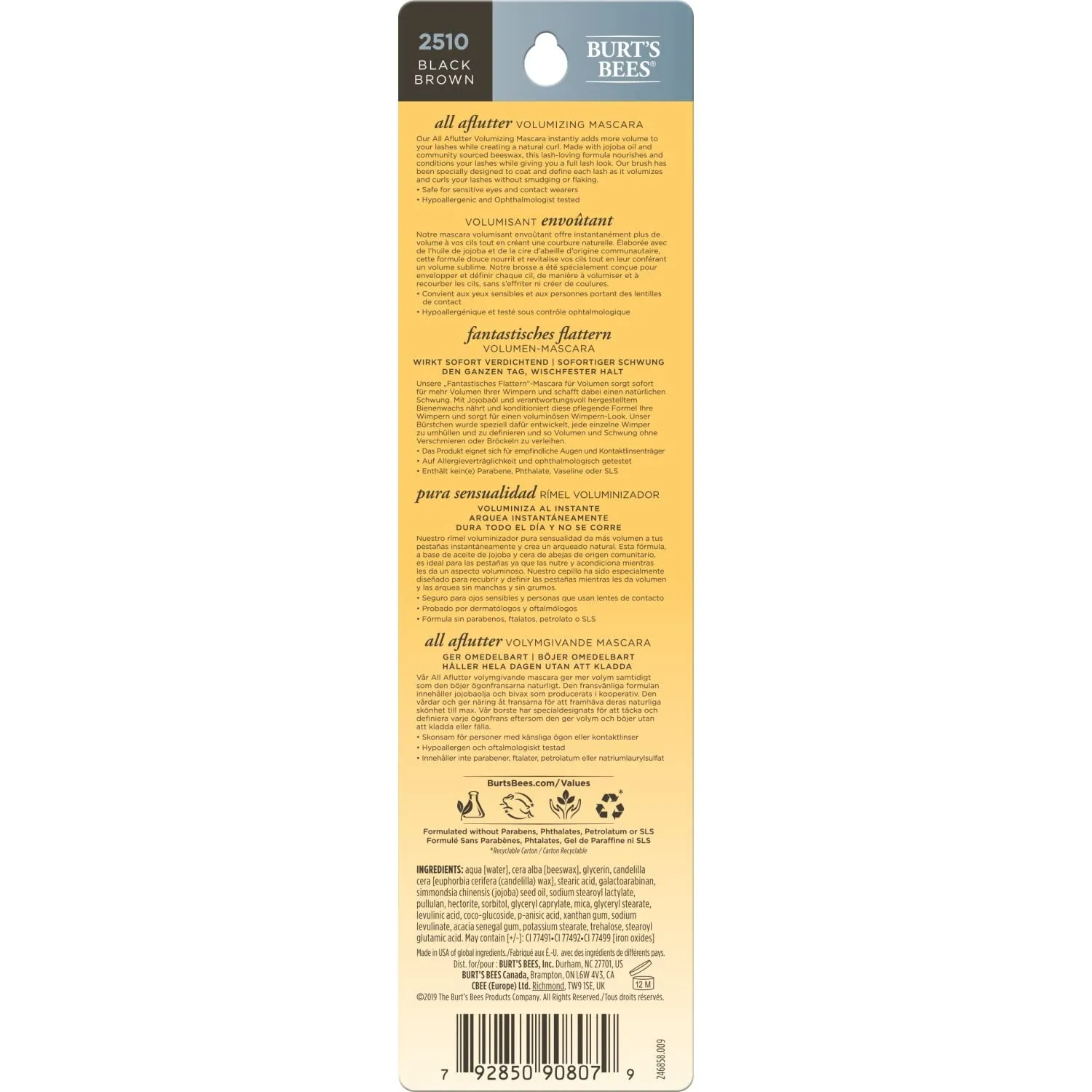 Burt’s Bees 100% Natural Origin Volumizing Mascara, Black Brown, 0.32 Ounce