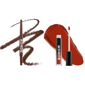 Buxom Full-On Plumping Liquid Lipstick Matte in Red Hot   Power Line Plumping Lip Liner in Creamy Chocolate