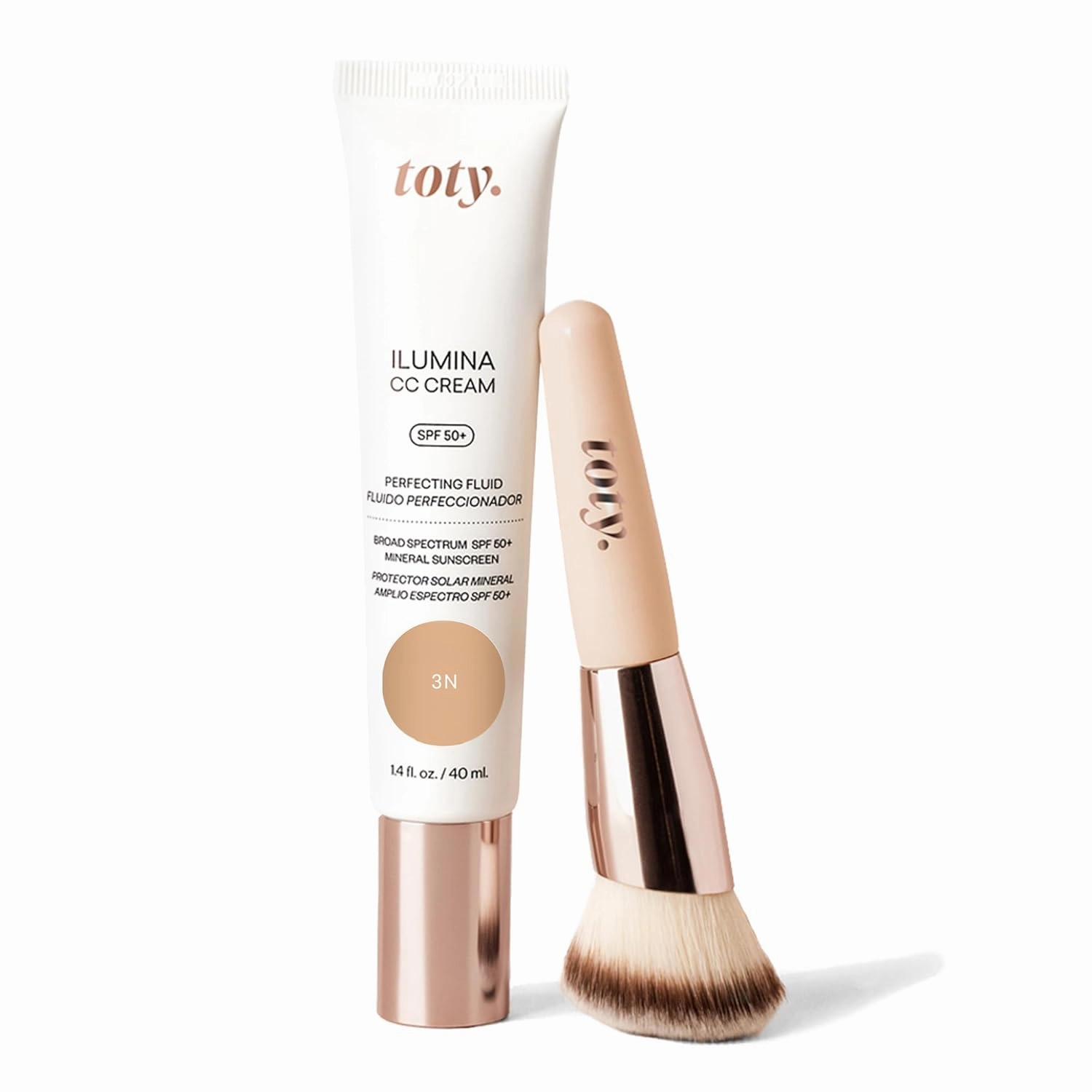 by Sofia Vergara - Ilumina CC Cream SPF 50  & Ilumina Brush - 100% Mineral Color Correcting Cream   Angled Complexion & Foundation Blending Brush - Tinted moisturizer with spf - 2N Bundle