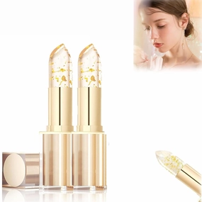 Bymolia Transferproof Color Changing Lipstick, Color Changing Lipstick Gold Foil for Women Long Lasting 24 Hours, Shine Long Lasting, Moisturizing Perfect (2pcs, one size)