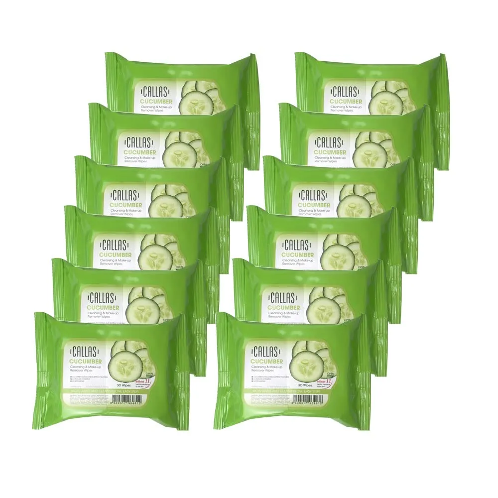 Callas Cleansing & Make-up Remover Wipes 30 Wipes (Cucumber, 12pcs)