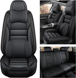 Car Seat Cover for Kia Optima 2011-2020,Premium Leather Seat Cover,Non-Slip Waterproof Breathable Automotive Seat Covers Fit for Most Cars,Sedan(Classic Black,Full Set with Pillow)