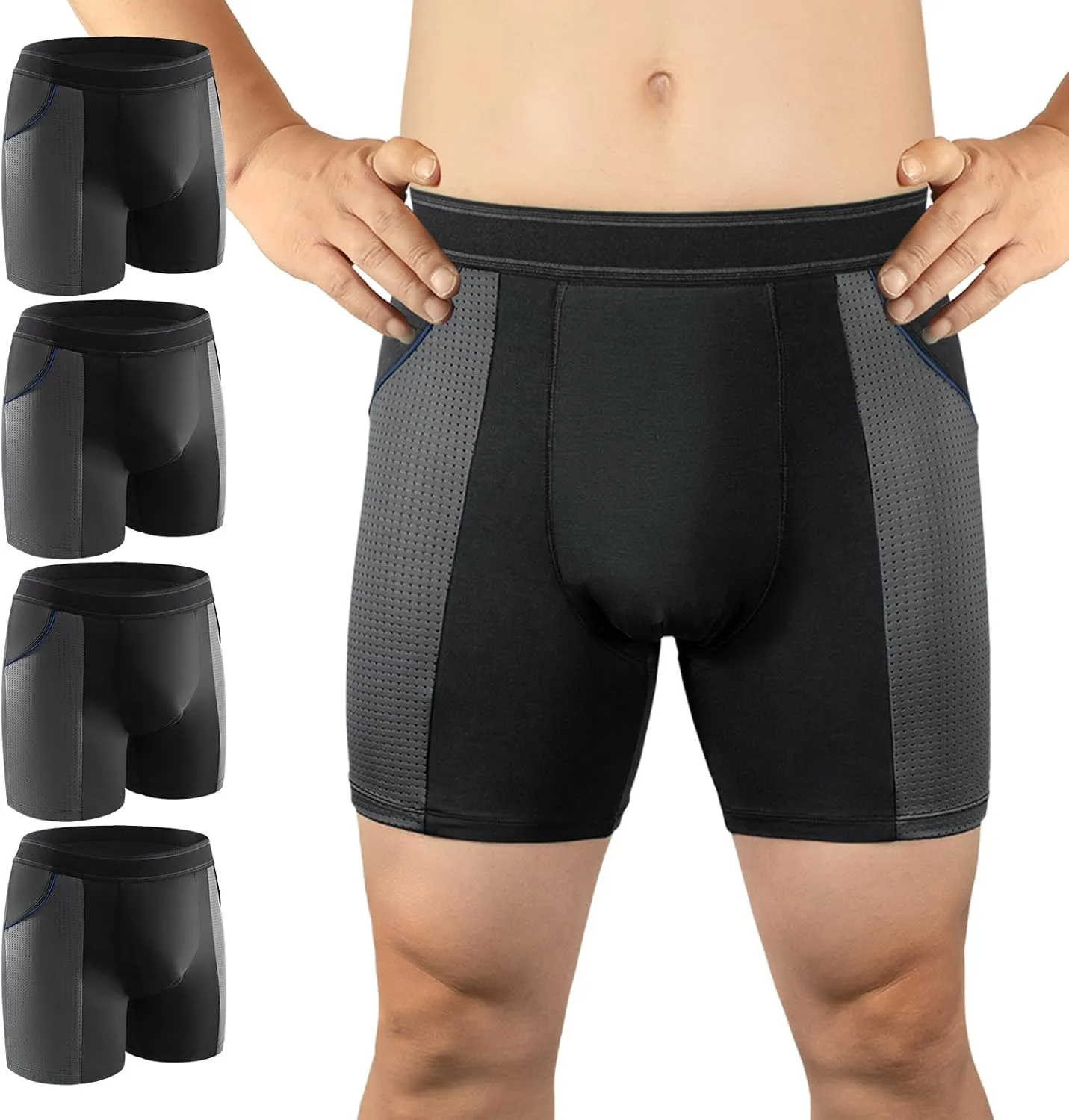 Carer Incontinence Underwear for Men Washable Mens Incontinence Underwear for Bladder Leak Protection 80ML Reusable Leak Proof Underwear for Men Urinary Incontinence Boxer Shorts (4 Black, M)