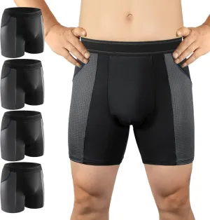 Carer Incontinence Underwear for Men Washable Mens Incontinence Underwear for Bladder Leak Protection 80ML Reusable Leak Proof Underwear for Men Urinary Incontinence Boxer Shorts (4 Black, M)