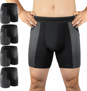 Carer Incontinence Underwear for Men Washable Mens Incontinence Underwear for Bladder Leak Protection 80ML Reusable Leak Proof Underwear for Men Urinary Incontinence Boxer Shorts (4 Black, 2XL)
