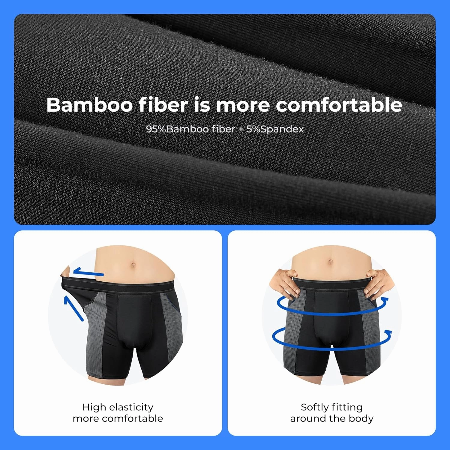 Carer Incontinence Underwear for Men Washable Mens Incontinence Underwear for Bladder Leak Protection 80ML Reusable Leak Proof Underwear for Men Urinary Incontinence Boxer Shorts (4 Black, 2XL)
