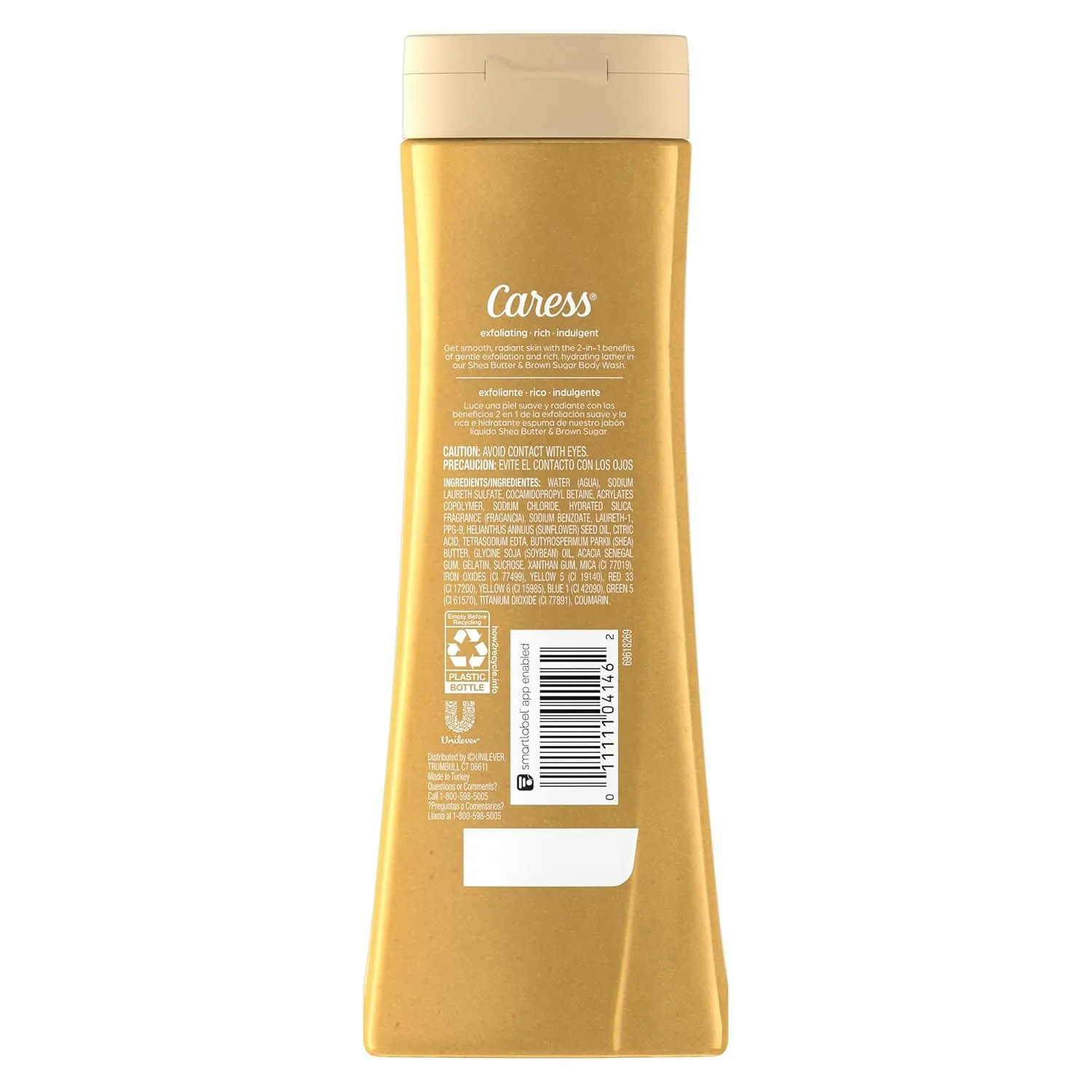 Caress Body Wash, Shea Butter & Brown Sugar, Moisturizing Body Wash for Gorgeous, Radiant Skin, Exfoliating Body Soap Liquid, 20 Fl Oz (Pack of 2)