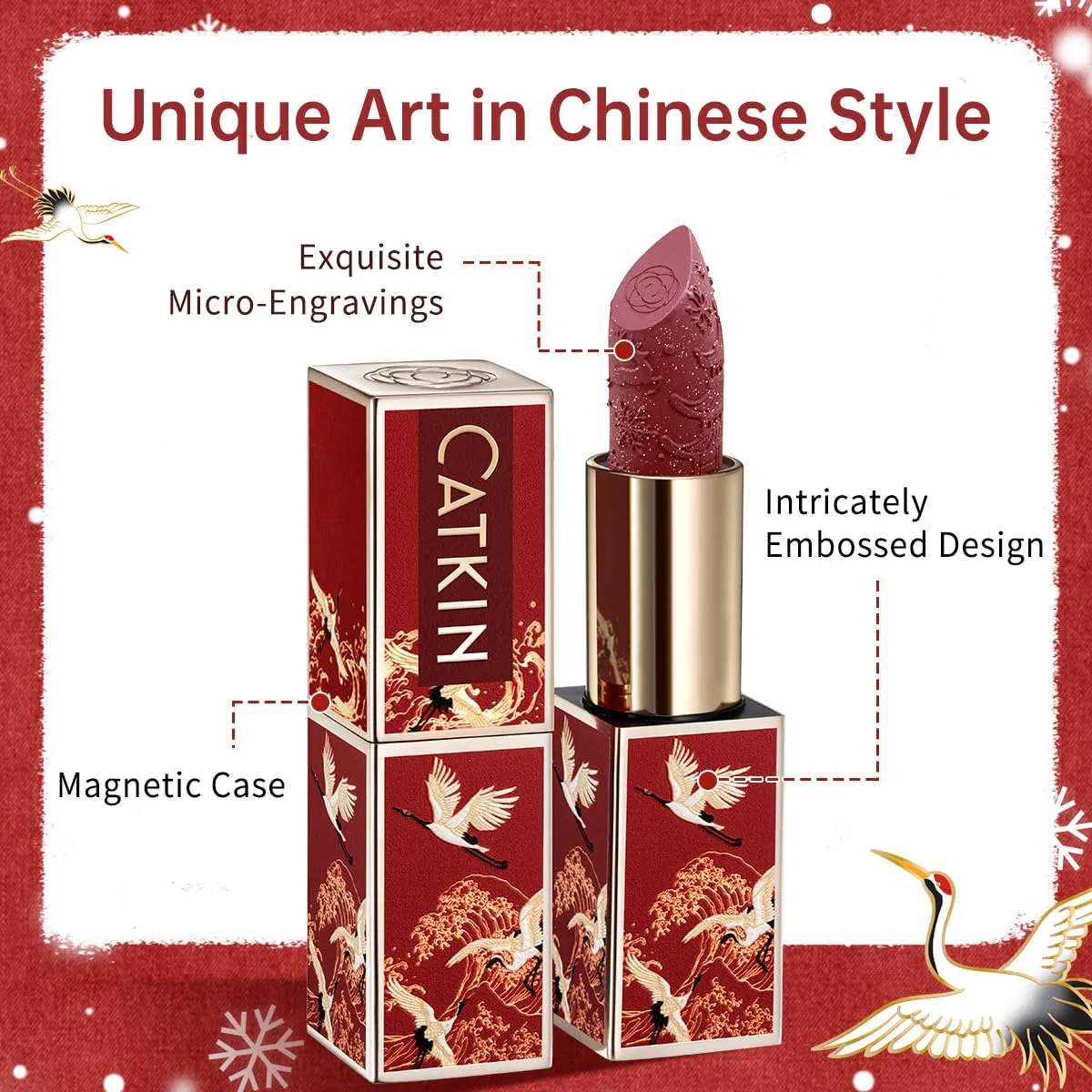 Catkin Semi-Matte Lipstick Hydrating High Impact Color Infused with Vitamin E and Avocado Oil Smooth Soft Texture Long Lasting Matte Finish 176