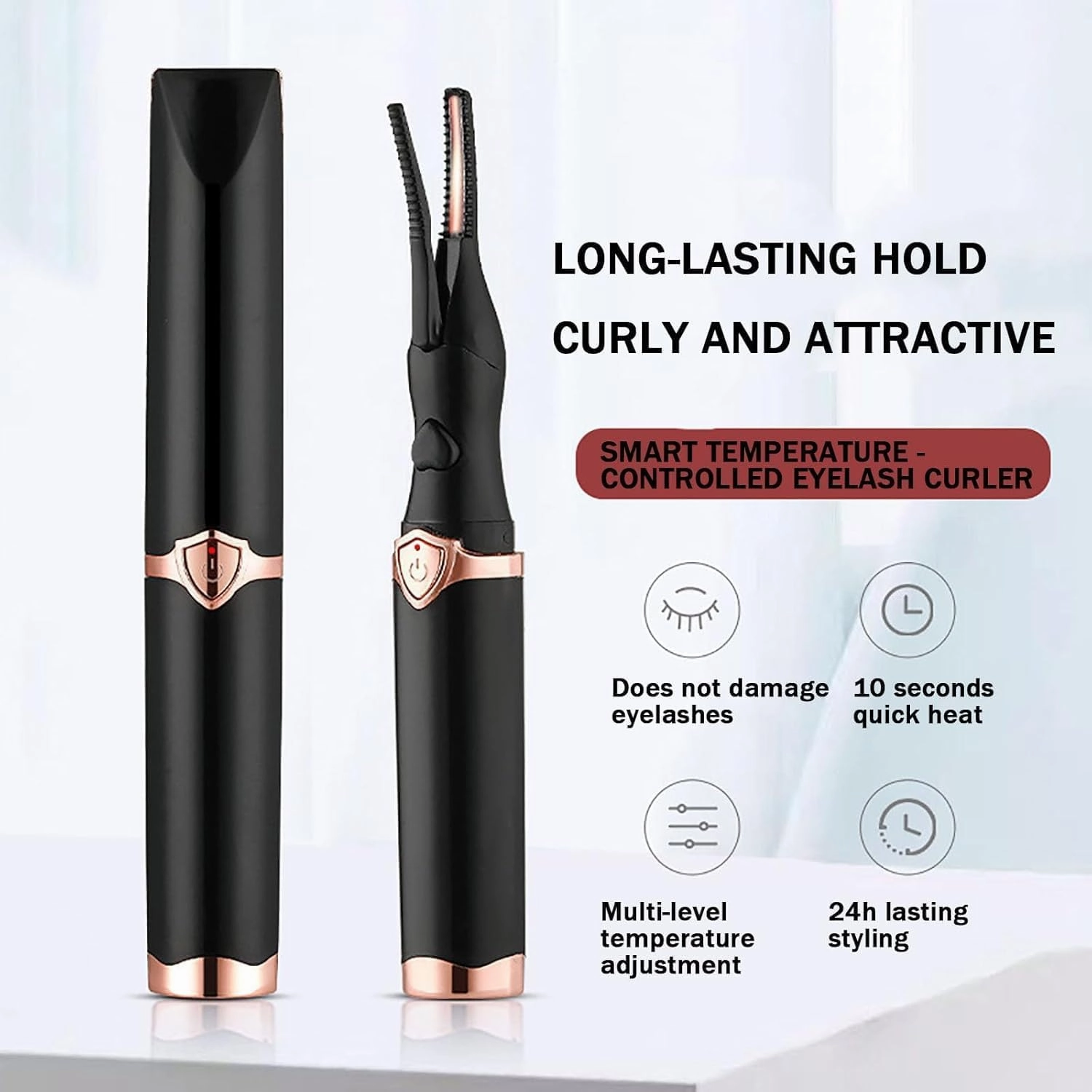 Certainly Eyelash Curler, Portable Heated Eyelash Curler for Women, Electric Eyelash Curler Heated, 3 Temperature Adjustments Electric Lash Curler, Mini USB Rechargeable Finalize Eyelash Tool (White)