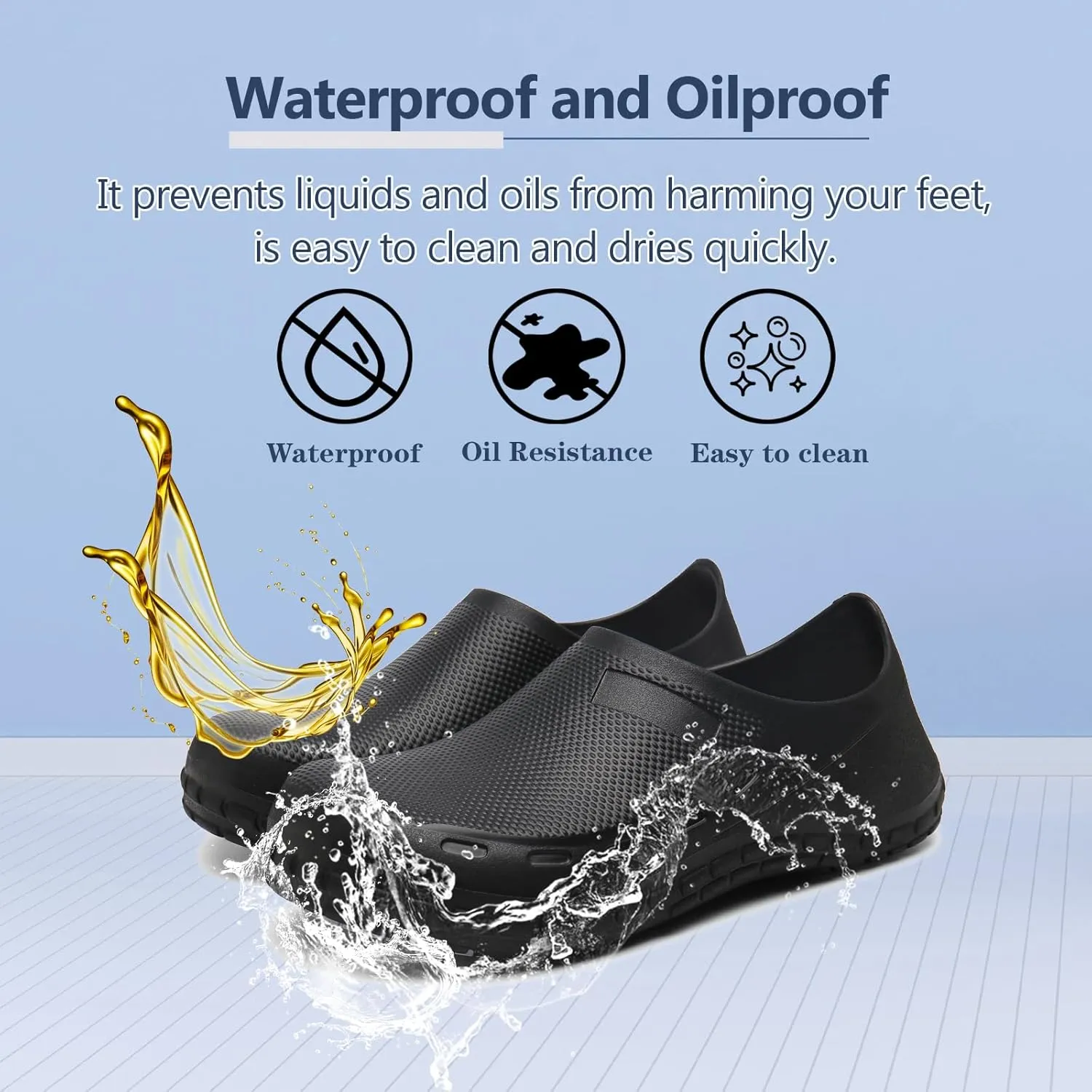 Chef Shoes for Men Zapatos para Cocina Hombres Non Slip Work Shoes Women Clogs Comfortable Nursing Nurse Croc Shoes for Food Service Unisex Indoor and Outdoor for Kitchen Office Seaside Black