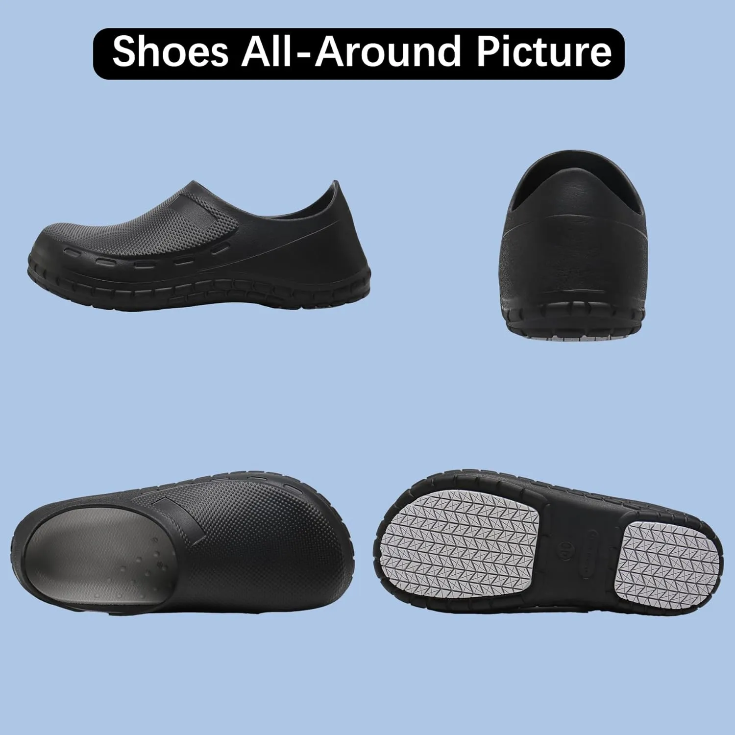 Chef Shoes for Men Zapatos para Cocina Hombres Non Slip Work Shoes Women Clogs Comfortable Nursing Nurse Croc Shoes for Food Service Unisex Indoor and Outdoor for Kitchen Office Seaside Black