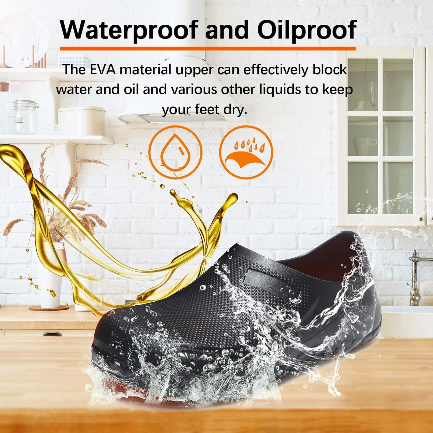 Chef Shoes for Men Zapatos para Cocina Hombres Non Slip Work Shoes Women Clogs Comfortable Nursing Nurse Croc Shoes for Food Service Unisex Indoor and Outdoor for Kitchen Office Seaside Black