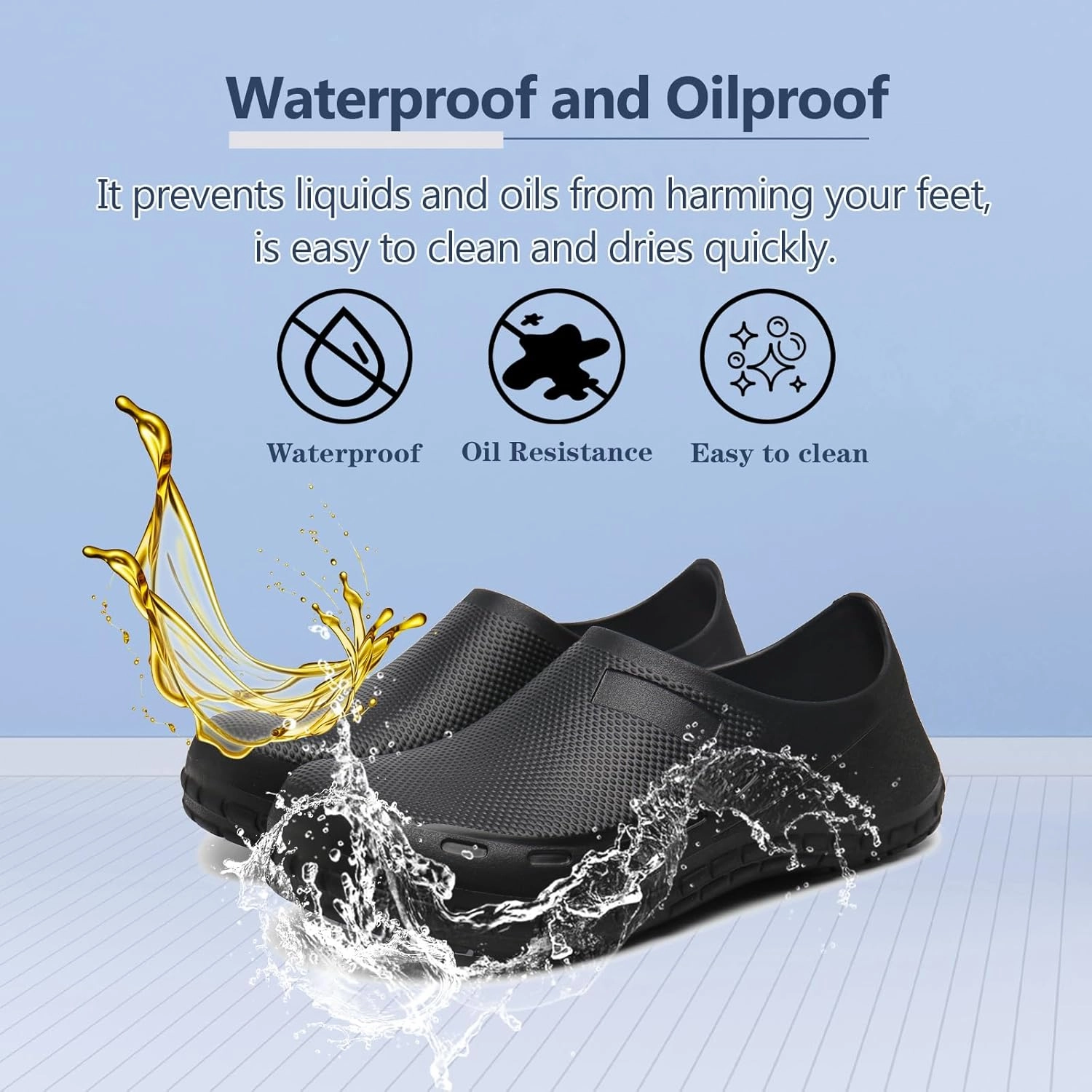 Chef Shoes for Men Zapatos para Cocina Hombres Non Slip Work Shoes Women Clogs Comfortable Nursing Nurse Croc Shoes for Food Service Unisex Indoor and Outdoor for Kitchen Office Seaside Black