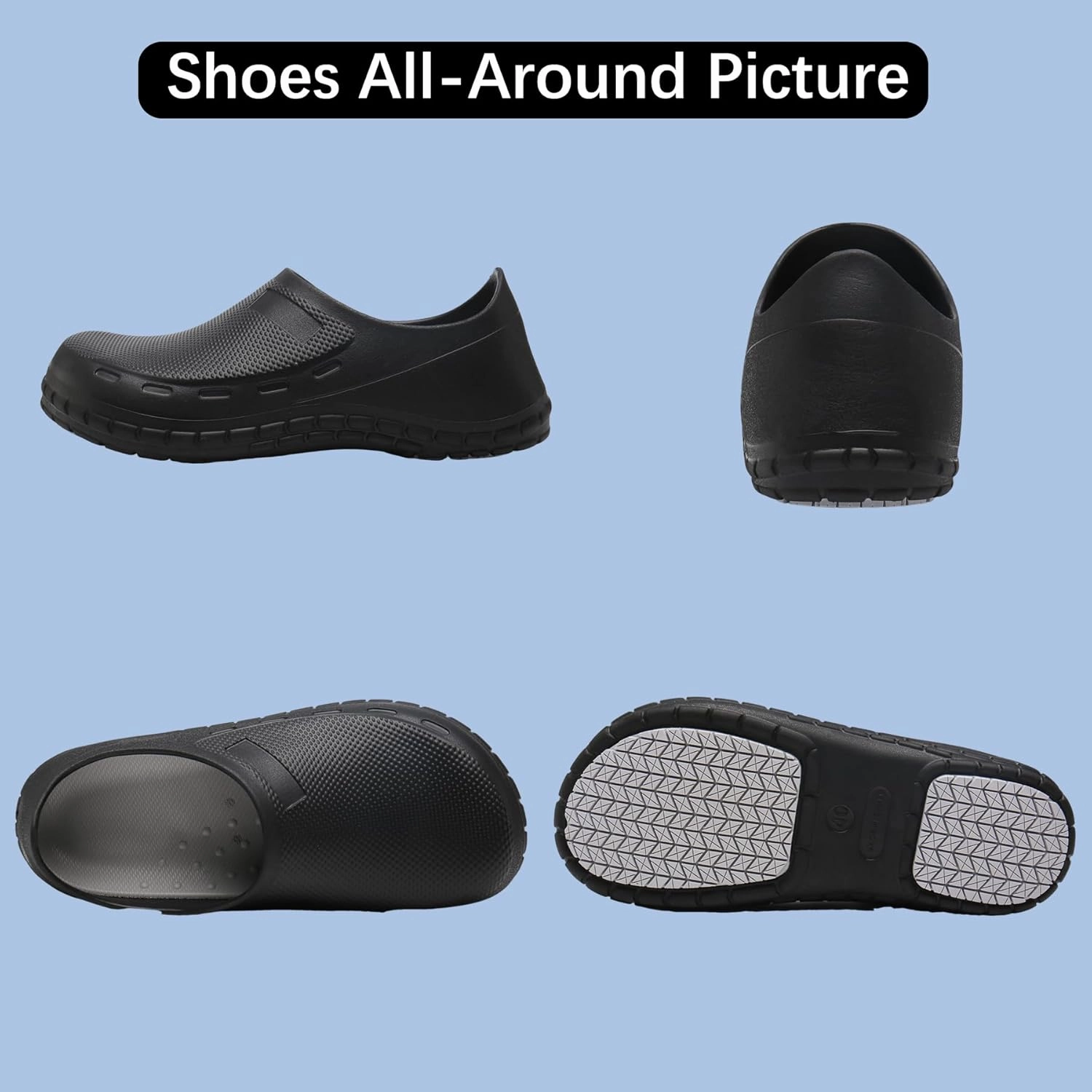 Chef Shoes for Men Zapatos para Cocina Hombres Non Slip Work Shoes Women Clogs Comfortable Nursing Nurse Croc Shoes for Food Service Unisex Indoor and Outdoor for Kitchen Office Seaside Black