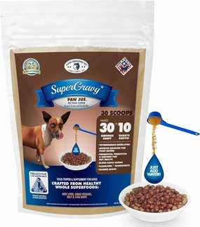CLEAR CONSCIENCE PET® Paw Jus™ SuperGravy® – Natural Dog Food Gravy Topper – Hydration Broth Food Mix – Human Grade – Kibble Seasoning for Picky Eaters – Gluten Free & Grain Free, 30 Scoop, 01046