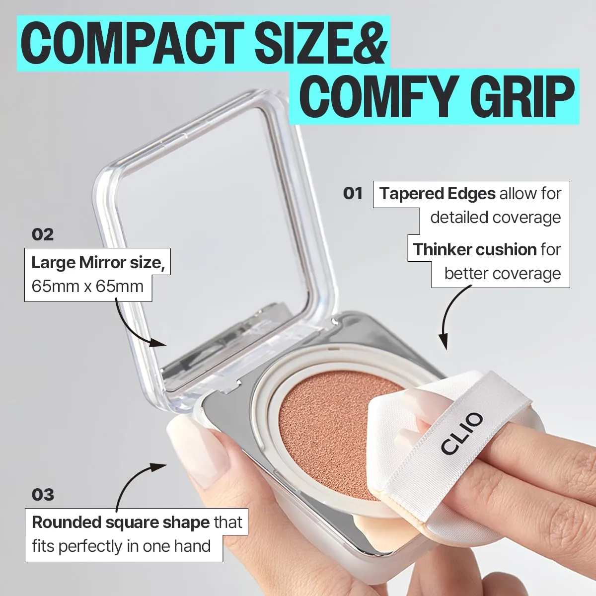 CLIO Kill Cover Founwear Cushion The Original – Korean Makeup, Full High Coverage, Airy Satin Finish, Skin Fit, 32W ALMOND