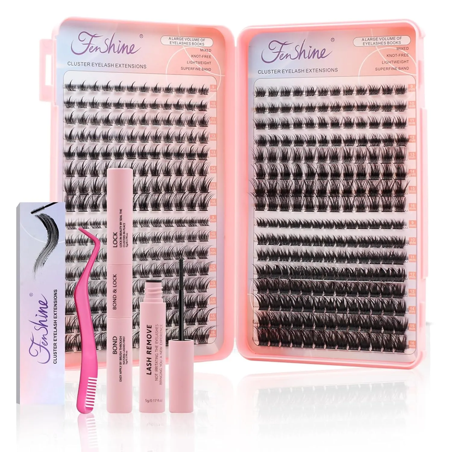 Cluster Eyelash Extension Kit, Extra Large Capacity Set, DIY Individual Lash Extension at Home…