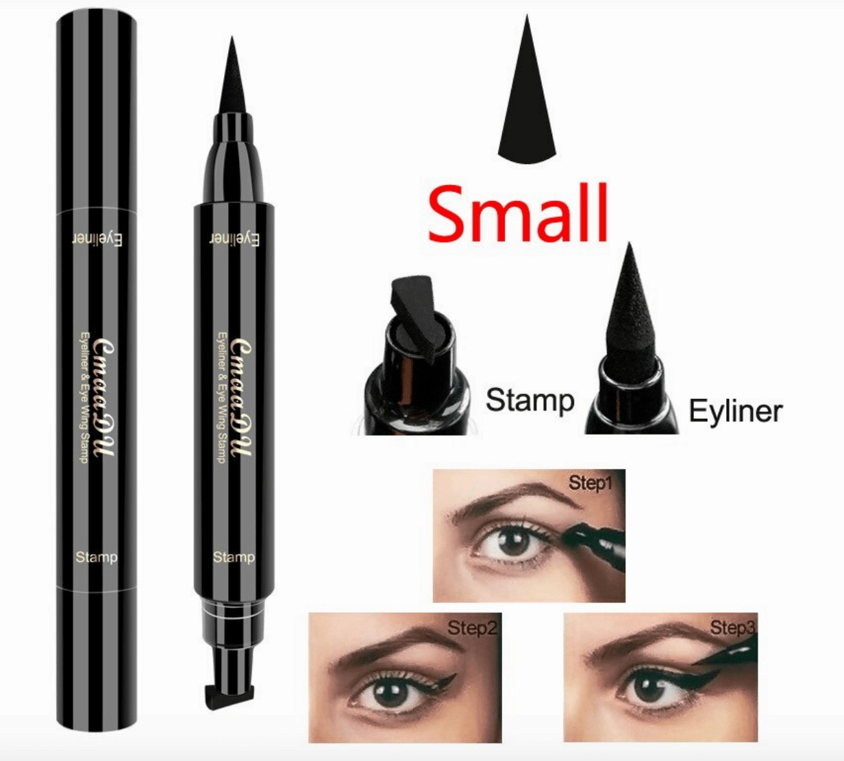 CmaaDu Liquid Eyeliner Black with Double-Headed Stamps