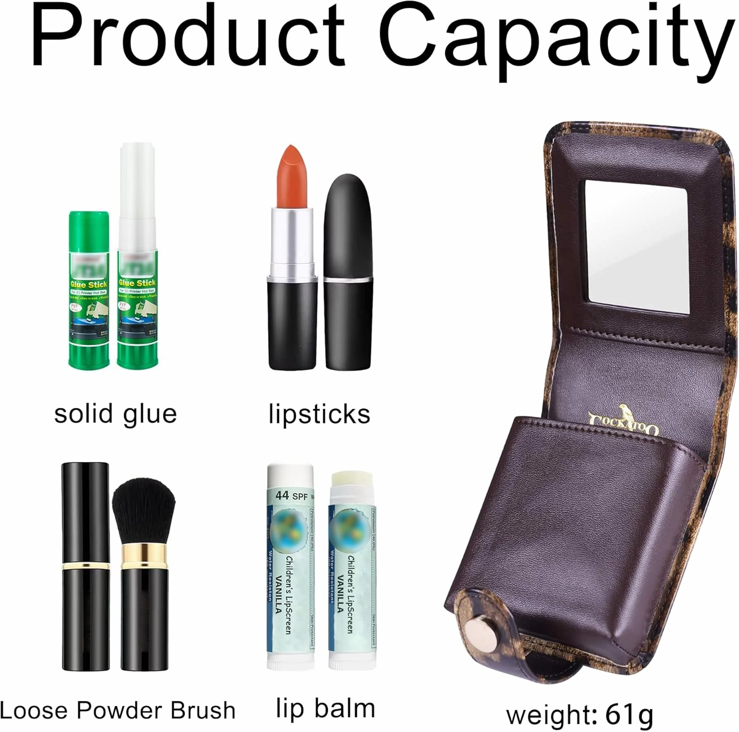 Cockatoo Leather Lipstick Case with Mirror, Women's Portable Lipstick Pouch Travel Cosmetic Bag Can Be Put in Wallet Mini Cosmetic Bag Lipstick Pouch (Nude Pink)