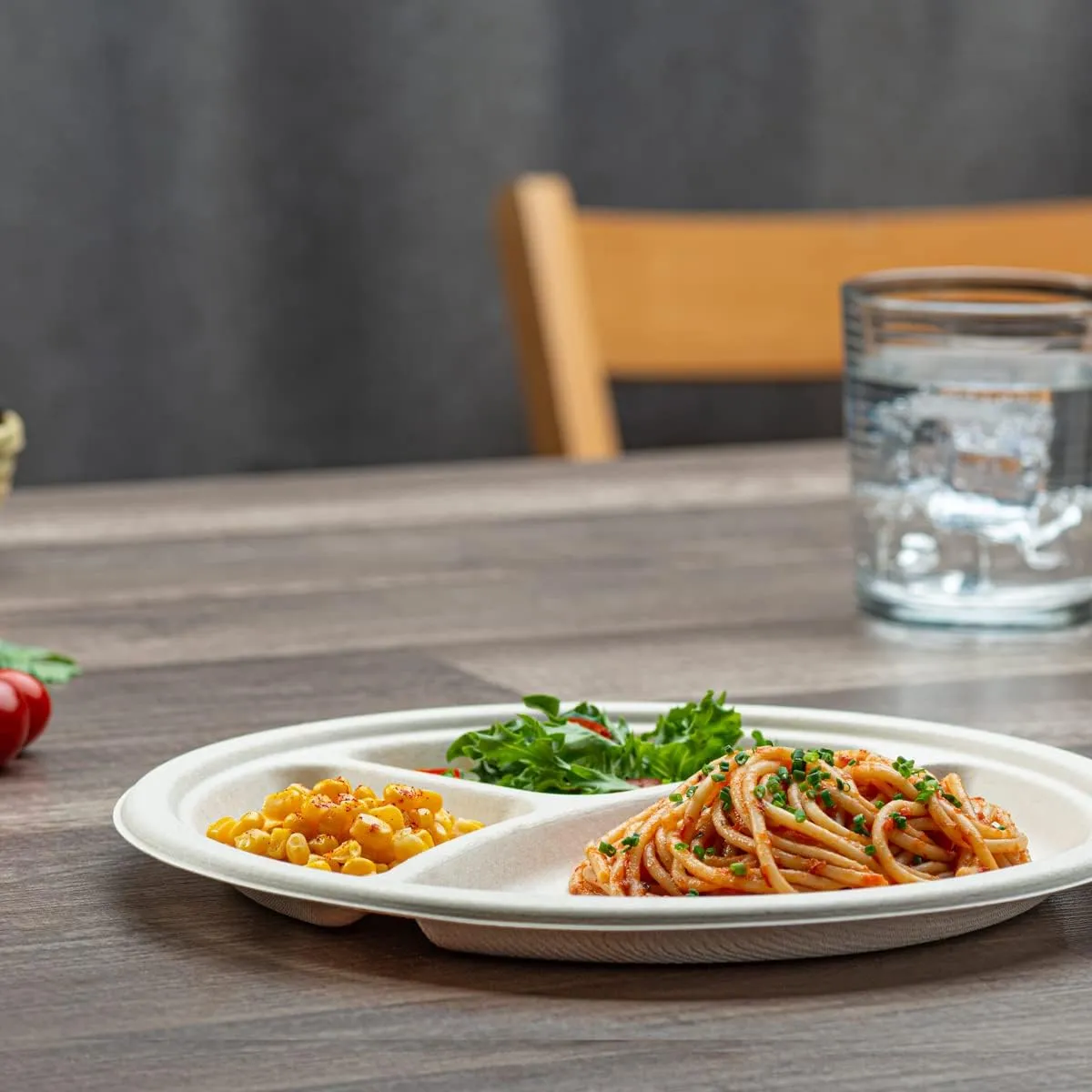 Comfy Package [10 Inch - 125 Count Heavy-Duty 100% Compostable Plates, 3 Compartment Eco-Friendly, Kraft Disposable Sugarcane Paper Plates - Brown Unbleached