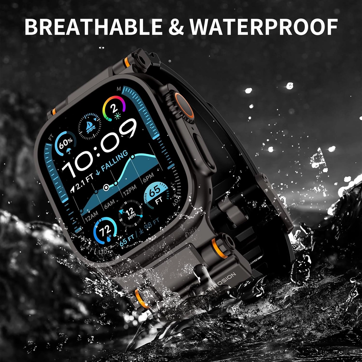 Compatible with Apple Watch Ultra 2/1 Band 49mm/46mm/45mm/44mm/42mm for Men, Metal Connector with Silicone Sport Band for iWatch Ultra Series 10/9/8/7/6/SE/5/4/3/2/1, Black/Black