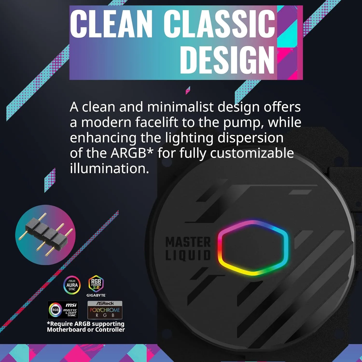 Cooler Master MasterLiquid 360L Core ARGB CPU Liquid Cooler - Dual Chamber Gen S Pump, Superior Radiator and 120 mm ARGB Fans, LGA 1700 and AM5 Brackets - Black