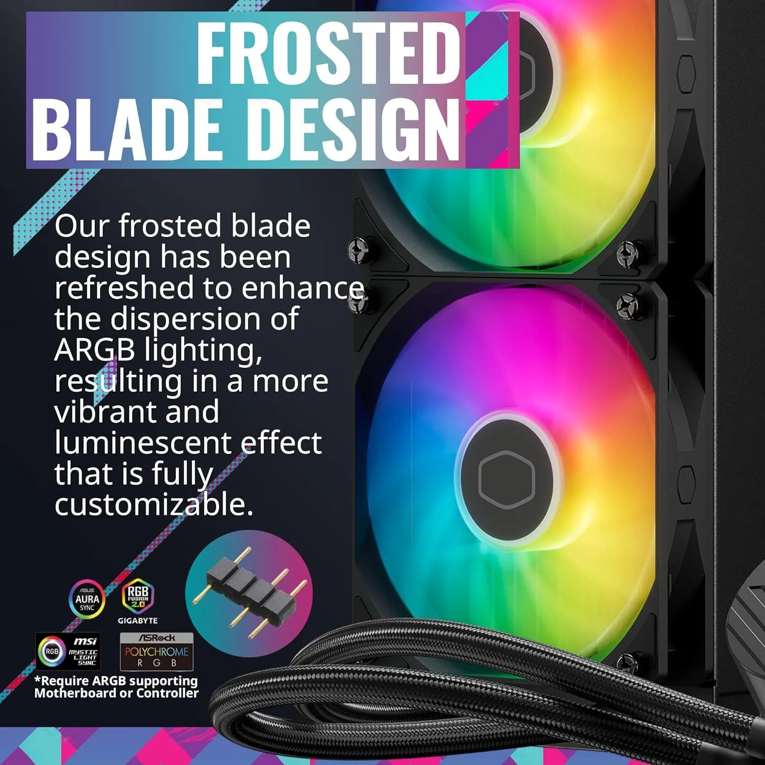 Cooler Master MasterLiquid 360L Core ARGB CPU Liquid Cooler - Dual Chamber Gen S Pump, Superior Radiator and 120 mm ARGB Fans, LGA 1700 and AM5 Brackets - Black