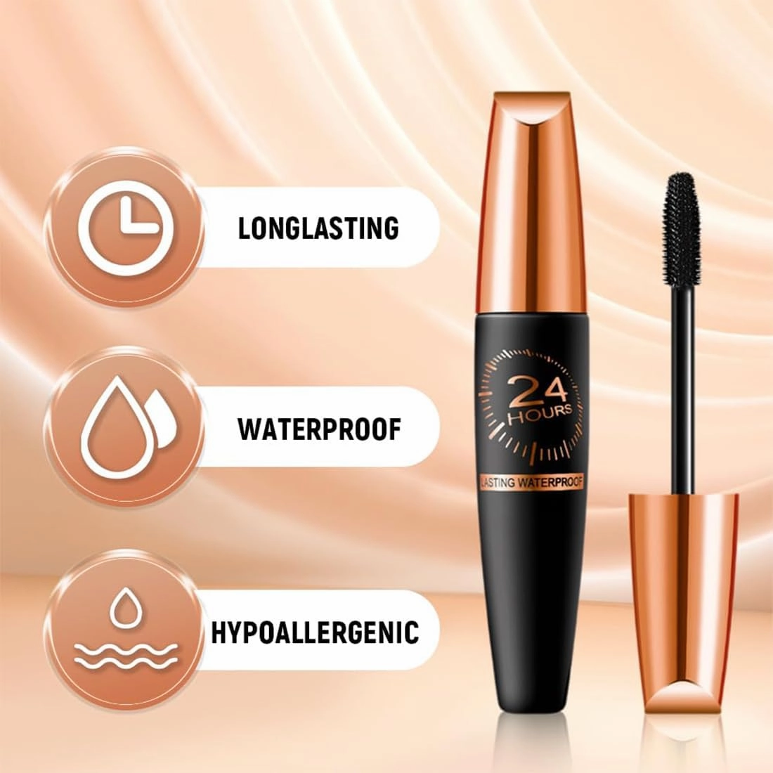 Cordialk Waterproof Silk Fibre Thick Lengthening Mascara, 4D Silk Fiber Lash Mascara, 24 Hour Long Lasting Volume & Length Thickening Liquid Lash Extensions Smudge-Proof for Women (Black, 2pcs)