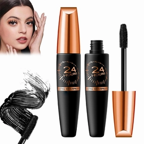 Cordialk Waterproof Silk Fibre Thick Lengthening Mascara, 4D Silk Fiber Lash Mascara, 24 Hour Long Lasting Volume & Length Thickening Liquid Lash Extensions Smudge-Proof for Women (Black, 2pcs)