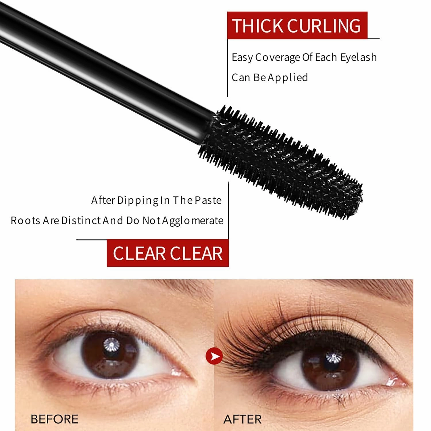 Cordialk Waterproof Silk Fibre Thick Lengthening Mascara, 4D Silk Fiber Lash Mascara, 24 Hour Long Lasting Volume & Length Thickening Liquid Lash Extensions Smudge-Proof for Women (Black, 2pcs)