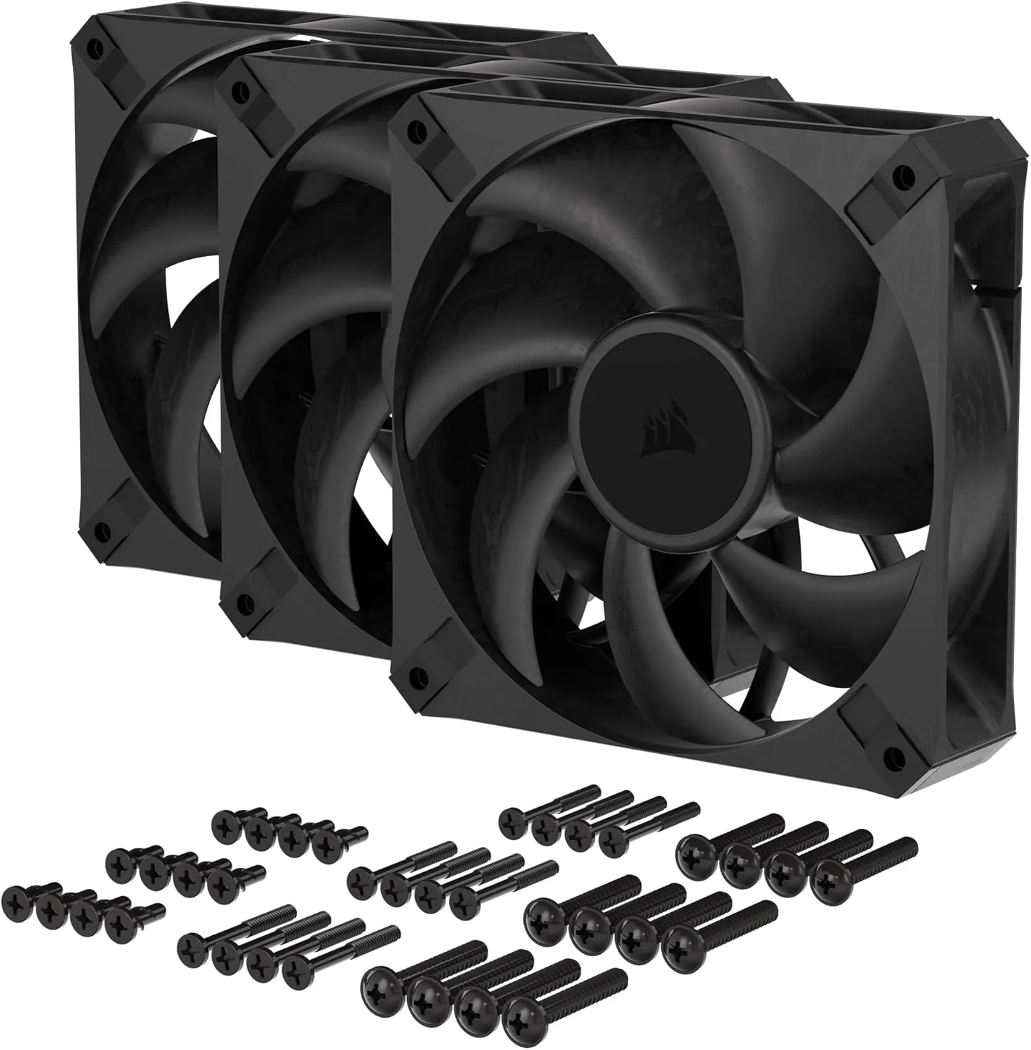 CORSAIR RS120 MAX 120mm PWM Thick Fans – High Static Pressure – Liquid Crystal Polymer Construction – Triple Pack – Black