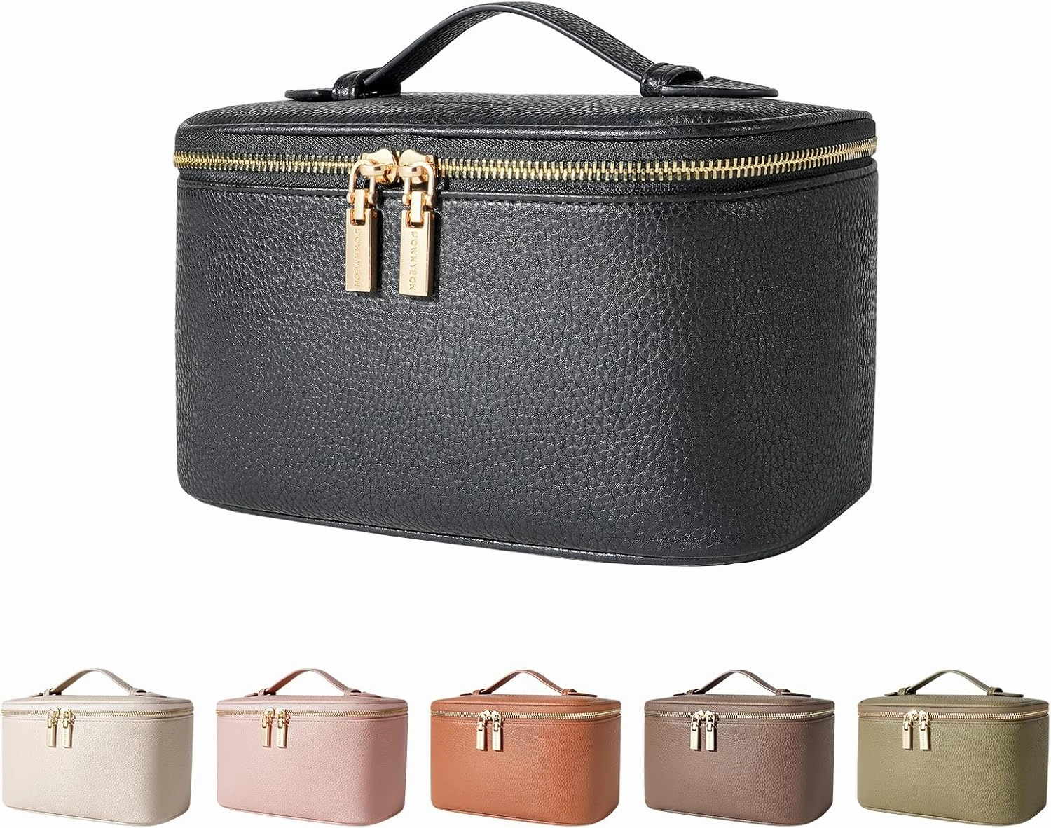 Cosmetic Bag,ROWNYEON Makeup Bag,Portable Makeup Train Case,Travel Toiletry Bag Case Organizer for Women,Black