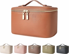 Cosmetic Bag,ROWNYEON Makeup Bag,Portable Makeup Train Case,Travel Toiletry Bag Case Organizer for Women,Brown