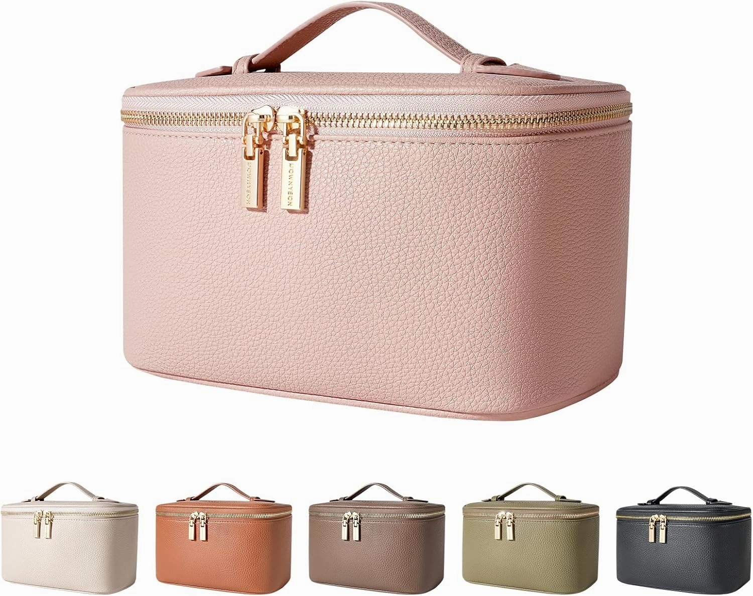Cosmetic Bag,ROWNYEON Makeup Bag,Portable Makeup Train Case,Travel Toiletry Bag Case Organizer for Women,Pink