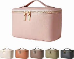 Cosmetic Bag,ROWNYEON Makeup Bag,Portable Makeup Train Case,Travel Toiletry Bag Case Organizer for Women,Pink