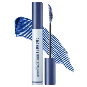 COSNORI Perfect Setting Waterproof Mascara Long&Curl 05 Royal Blue – Long Lasting Smudge - Deep Blue Mascara - Vibrant Pop of Color - Perfect Accent for Deep Skin Tones - 0.23fl oz (7ml)