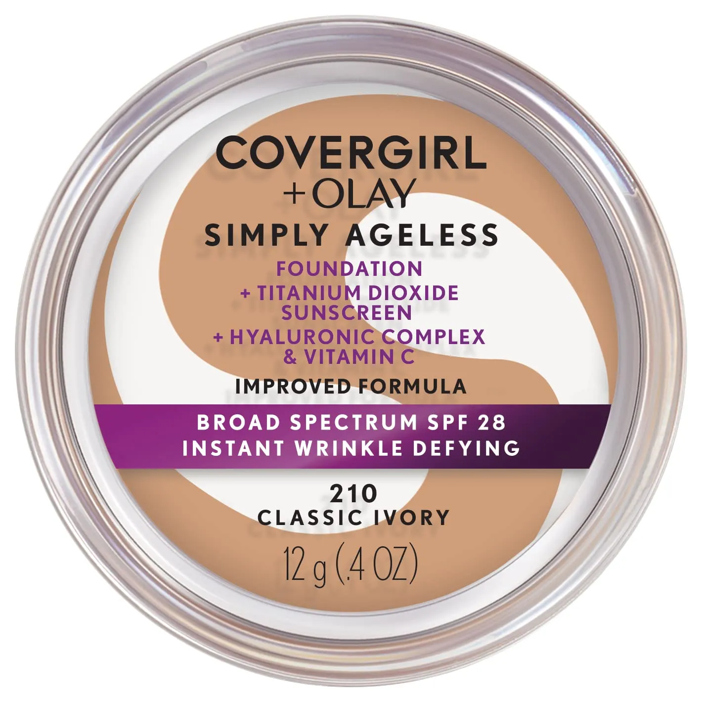 COVERGIRL OLAY Simply Ageless Instant Wrinkle-Defying Foundation 210 Classic Ivory 0.44 Fl Oz & Simply Ageless 3-in-1 Liquid Foundation Classic Ivory