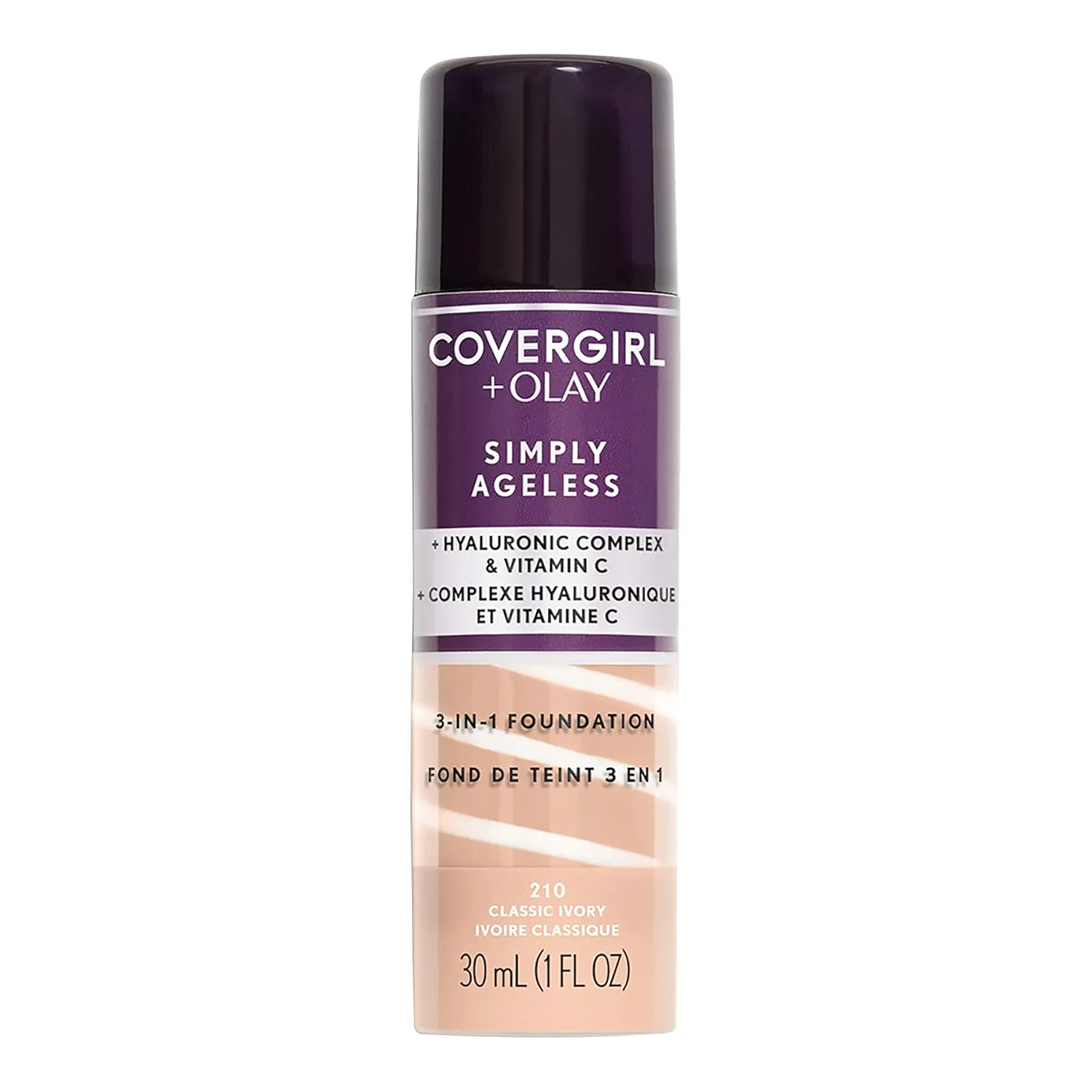 COVERGIRL OLAY Simply Ageless Instant Wrinkle-Defying Foundation 210 Classic Ivory 0.44 Fl Oz & Simply Ageless 3-in-1 Liquid Foundation Classic Ivory