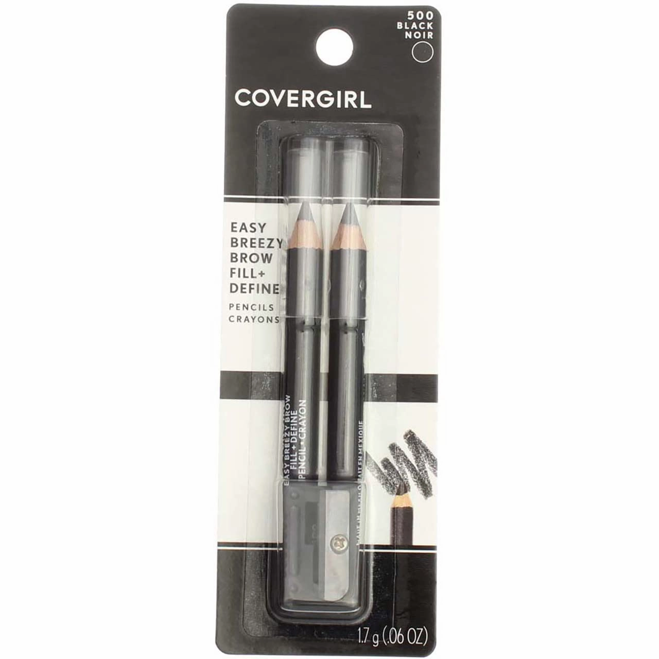 CoverGirl Professional Brow & Eye Makers Brow Shaper & Eyeliner, Midnight Black 500, .06 oz (Pack of 10)
