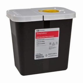 Covidien 8602RC SharpSafety RCRA Hazardous Waste Container Hinged Lid with Snap Cap, 2 gal Capacity, Black (Pack of 20)