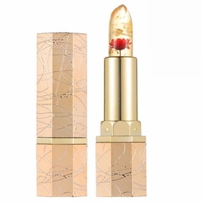 Crystal Flower Thermostatic Color Changing Jelly Lipstick, Long Lasting Transferproof Color Changing Lipstick, Women Moisturizing Glossy Shine Lip Gloss(Red petals)