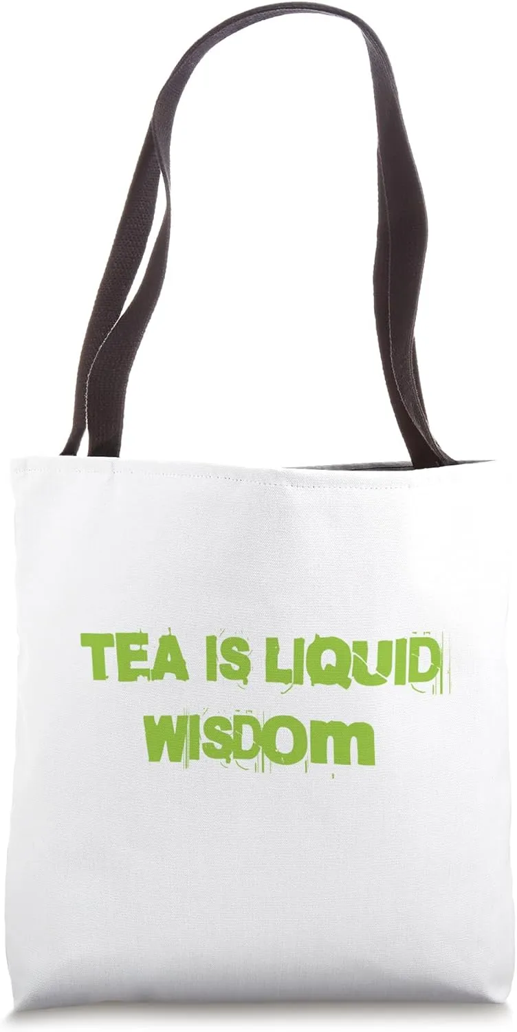 Cute Funny Kawaii Typography Tea Is Liquid Wisdom Tote Bag