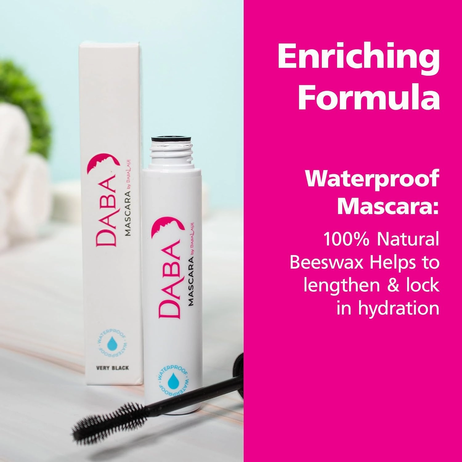 DABALASH Daba Duo 24-Hour Waterproof Mascara Twin Pack with 100% Natural Beeswax – Promotes Longer, More Voluminous & Defined Lashes for All Day Wear – Two 0.45 oz Mascaras, Very Black