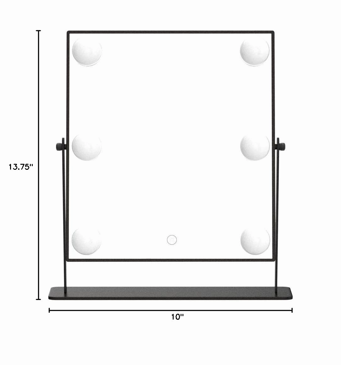 Danielle LED Hollywood Mirror- 6 Super Bright LEDs, Black