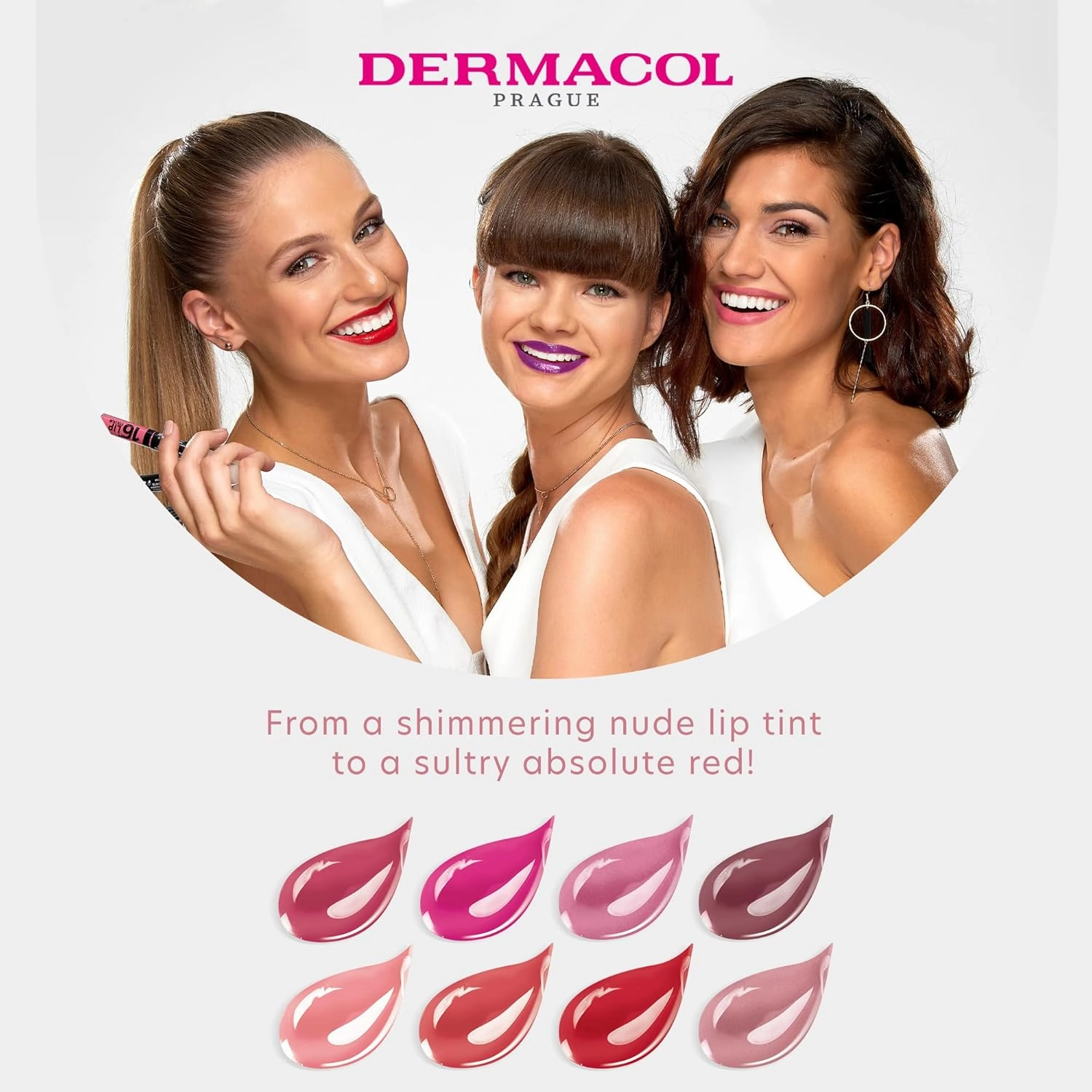Dermacol - 16-Hour Lip Colour, Highly Pigmented Glossy Lip Stain, Two-Phase Lip Plumper Gloss, Kissproof Lip Makeup Products with Matte and Glitter Finish, No.12 Brown-Purple Lip Gloss, 7.1 mL