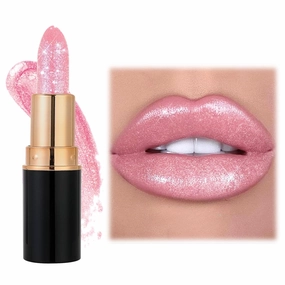 Diamond Lip Gloss Glitter Lipstick Waterproof, 2025 New Non-Stick Lip Gloss, Long Lasting Lipstick, Hydrating Lip Tint Natural Non-Fading Liquid Lip Stick for Women (#01, 3.5ml)