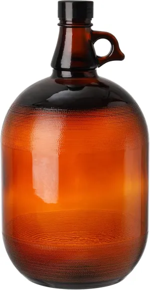 Dicunoy 1 Gallon Glass Jugs, Amber Fermenting Bottle with Seal Lid, 128oz Watter Bottle with Handle for Kombucha, Beer, Juice, Milk, Limoncello, Home Decoration, Change Jar, Farmhouse Flower Vase