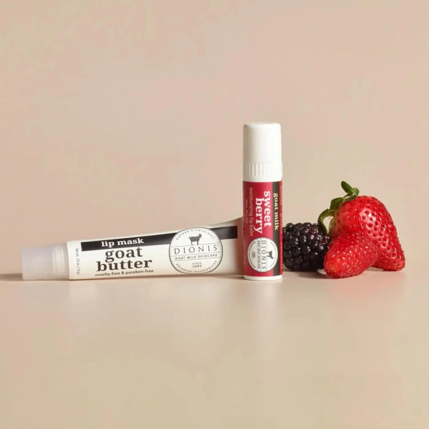 Dionis Goat Butter Lip Mask & Sweet Berry Balm Set – Hydrating Overnight Treatment & Daily Moisturizer for Dry, Chapped Lips, Clean Ingredients, Cruelty Free, Paraben Free, Made in USA