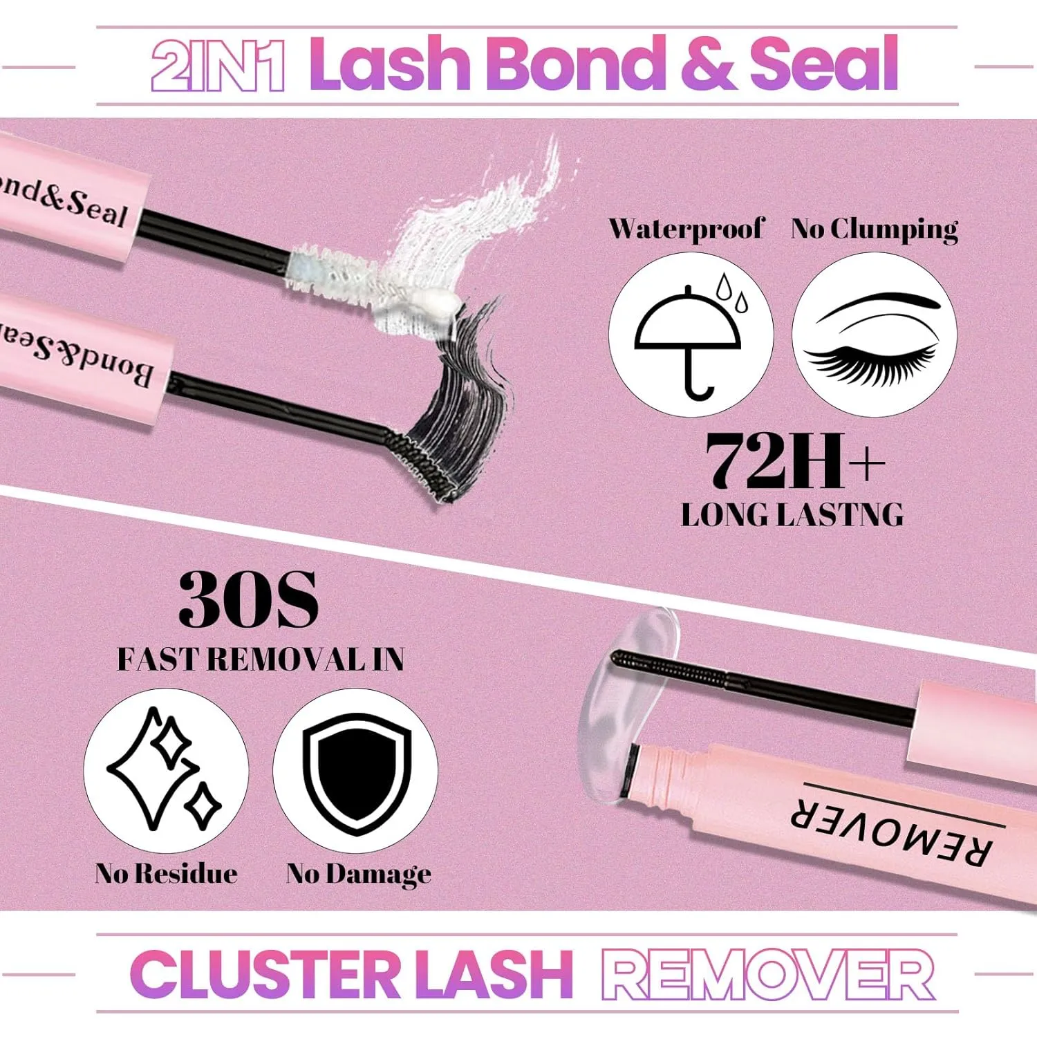 DIY Lash Extension Kit 567 Pcs Lashes Clusters with Wispy lashes,1X/2X Magnification Compact Mirror with Light,Lash Bond and Seal,Eyelash Remover Tweezers Applicator Mascara Brush