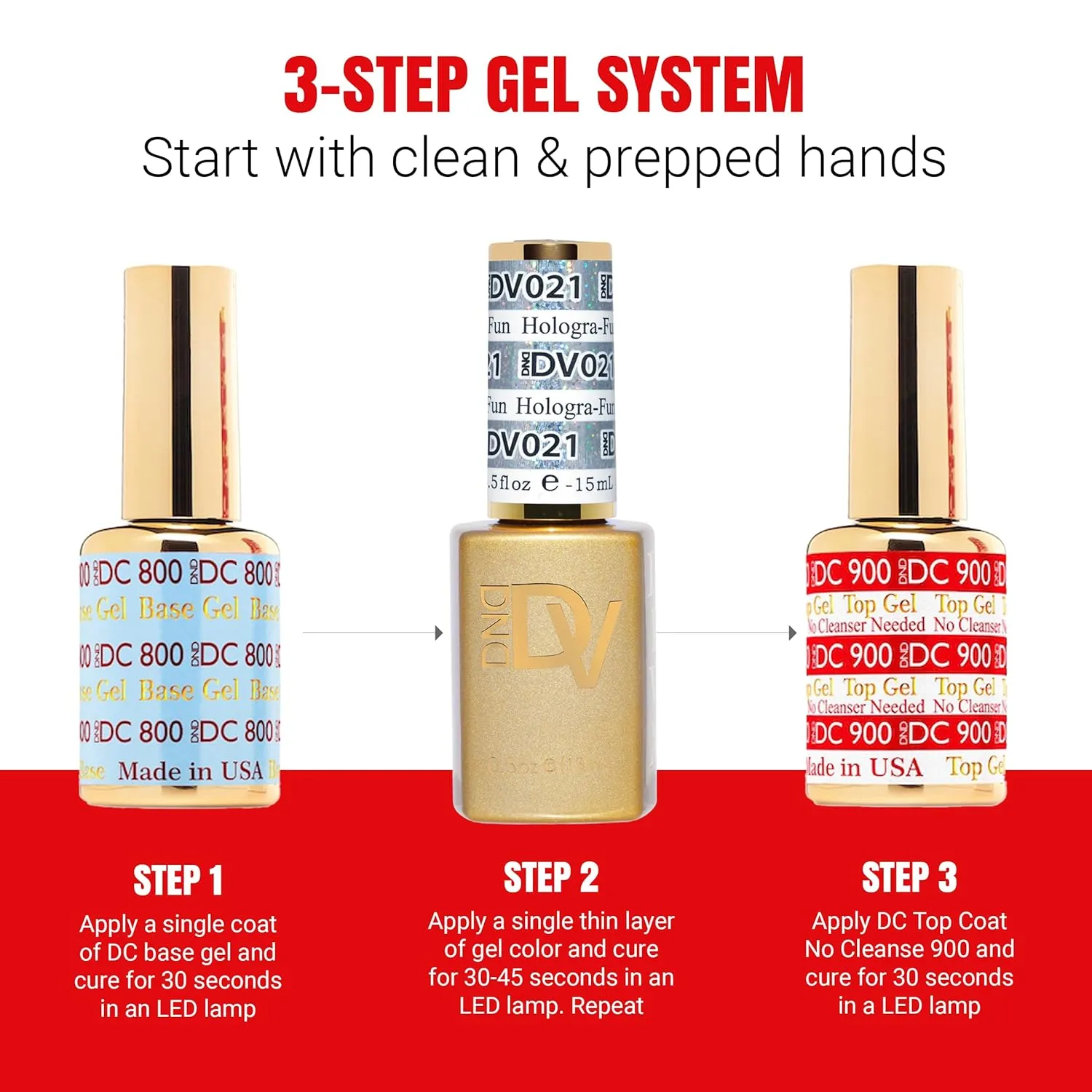 DND Gel Diva Polish Set, Mirrorball Collection, UV/LED Gel Polish and Air Dry Nail Lacquer, Matching Chip-Free Polish Duo, Red034 Sequin Lipstick, 0.5 Fl Oz Each